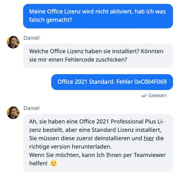 Voorbeeld van Keywi support-chat